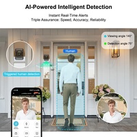 Mini caméra de fenêtre intelligente pour la sécurité domestique avec voix bidirectionnelle, détection humaine IA 24/7, prise en charge Alexa, caméra réseau Wi-Fi HD 2K