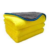 Serviette de nettoyage en microfibre à séchage rapide Esun, motif à carreaux, forme rectangulaire, double velours corail, épaissi, super absorbant, tricoté pour voiture