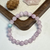 Bracelet en Kunzite naturelle de qualité supérieure, 7.5mm, avec Larimar de 7.5mm, 16cm, bijoux en pierres précieuses, 16g, bracelet énergétique de guérison pour femmes et filles, cadeau