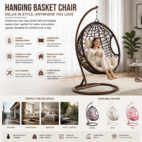 Cadeira Suspensa de Balanço para Interiores com Suporte, Cadeira de Balanço Estilo Boho Moderna para Decoração de Casa, Cadeira de Balanço em Vime em Formato de Ovo