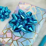 Cintas de Regalo de Poliéster Satinado de Doble Cara con Lazo Azul Estrella Personalizado, con Decoraciones Metálicas Tejidas e Impresión Digital para Navidad - Product Image 4