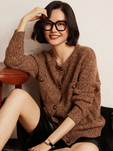 Cárdigan de Punto de Cachemira Estilo Tweed Informal para <span class=keywords><strong>Mujer</strong></span> con Bolsillo y Botones - Product Image 2