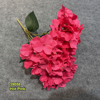 Bouquet de fleurs artificielles d'hortensias rose clair à 5 têtes avec feuilles pour événements, fêtes, anniversaires de bébé, décorations de mariage
