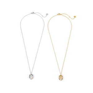 Collana con Ciondolo a Z in Oro e Argento, Catena Minimalista a Serpente in Acciaio, con Cristalli e Strass Incastonati, Unisex - Product Image 2