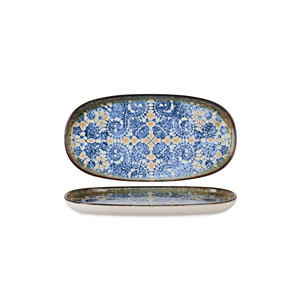Plato de Servir Ovalado Bluet, 21 × 11 cm, Altura 1.6 cm, Porcelana Fina Premium, Impresión Digital Rinart - Product Image 1