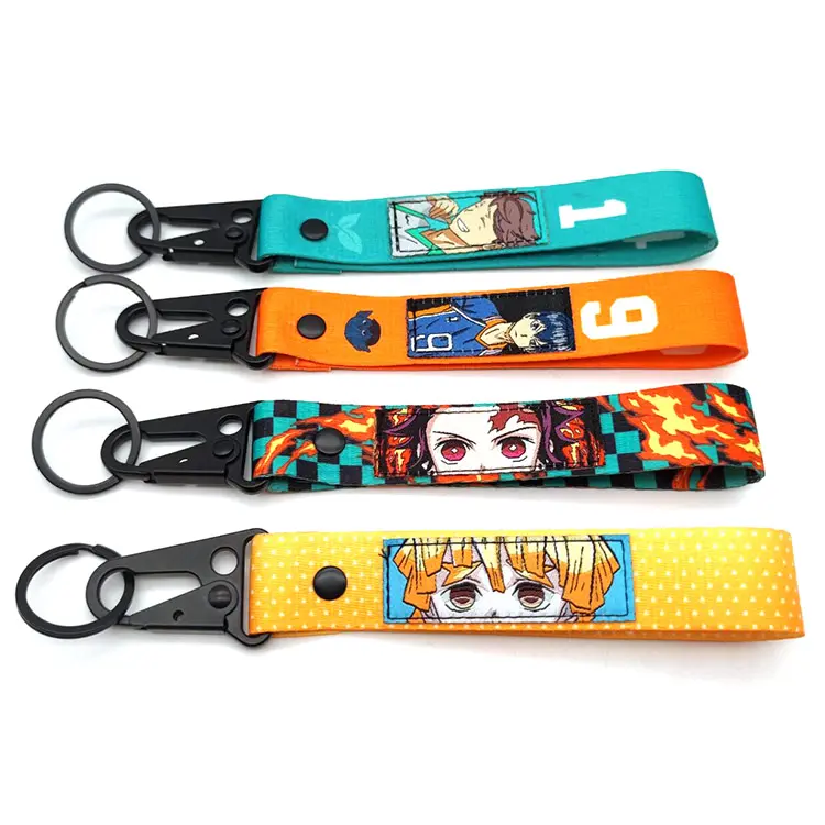 Yyx Anime-Sleutel Polsband Custom Nylon Webbing Band Anime Sleutelhanger Pols Anime Sleutelband