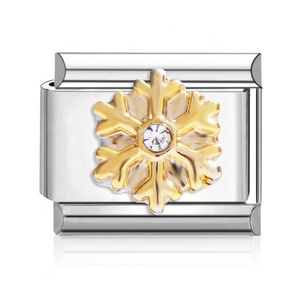 Populares Dijes Italianos a Granel de Acero Inoxidable que no se Deslustran, Chapados en Oro de 18K con Estrella de Diamantes, para Pulsera de Dijes Italianos - Product Image 3