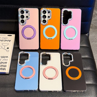 Étui de téléphone magnétique rotatif à 360° avec blocs de couleur vives et strass brillants pour Samsung Galaxy S26 Ultra S25 A57 – Coque de protection