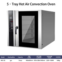 Nouveau four à convection à gaz commercial à air chaud, 5 plateaux, en acier inoxydable, four de cuisson avec contrôle de la température et porte en verre pour