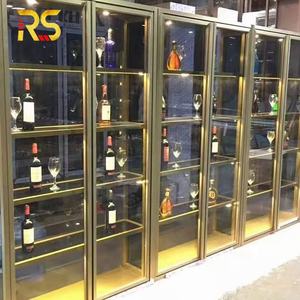 Lusso moderno Wine Bar Cabinet con luci in acciaio inox oro Display di stoccaggio per la stanza della cantina, <span class=keywords><strong>Idea</strong></span> di mobili Bar casa - Product Image 3