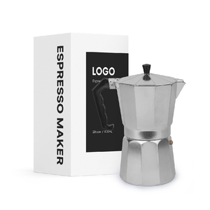 Iconic 6-Cup Stovetop Espresso Maker Portable Silver <span class=keywords><strong>Moka</strong></span> <span class=keywords><strong>Express</strong></span> Pot Real Italian Coffee Maker en Aluminio Metal - Product Image 1