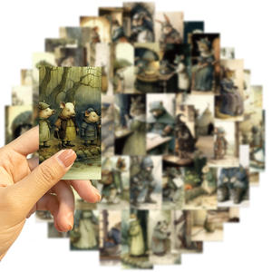 50PCS Animales gato perro historia pegatina Estilo Vintage <span class=keywords><strong>cuento</strong></span> de hadas ilustración - Product Image 3