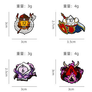 Pin de solapa de aleación esmaltada con diseño de dibujos animados: Dragones, Guerrero, Aventura, Dados poliédricos, Llama, <span class=keywords><strong>Mago</strong></span>, Caballero, Escudo - Product Image 3