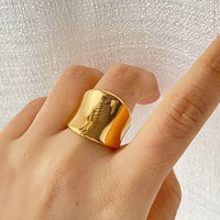 Europa-USA grenzüberschreitender 18K vergoldeter Edelstahlring für Damen – schlicht, trendig, breit, vielseitig, glattes Design
