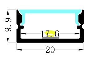 Cubierta de difusor de PC en forma de U de 20x10mm personalizada, kit de canal de perfiles de aluminio Led para tira de techo de superficie, canal de luz - Product Image 5