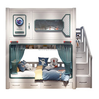 Meubles JS Lit double princesse Capsule spatiale Lit superposé avec glissière Rangement Escaliers Nouveau design Meubles de chambre à coucher en bois École Hôtel Villa