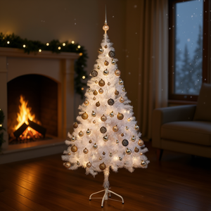 Árbol de Navidad Artificial Preiluminado de 47.2 Pulgadas con 230 Ramas, Luces LED Blancas Cálidas, Base para Interior - Product Image 2