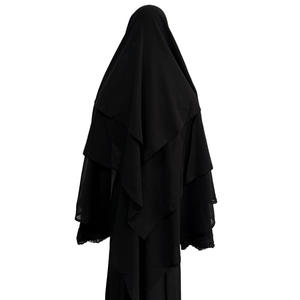 Hijab Lanqiong in poliestere traspirante a strato singolo, modesto ed elasticizzato, con laccio posteriore alla francese, lungo per la <span class=keywords><strong>preghiera</strong></span>, per donne musulmane, primavera, Eid, matrimonio - Product Image 4