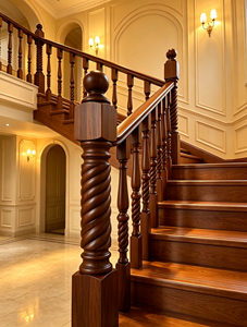 Solid Wood Barley Twist Newel Post Square Base Spiral Stair Baluster <b>for</b> Traditional Staircase - Product Image 6
