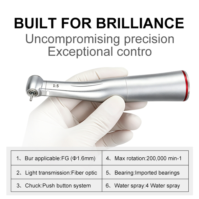 1:5 Fiber Optic Increasing Contra Angle Led High Speed Dental Handpieces
