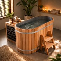 Eisbadewanne aus rotem Zedernholz mit Edelstahlgehäuse und eingebautem Wasserkühler für Kältetherapie, Heim-Spa, OEM, ODM