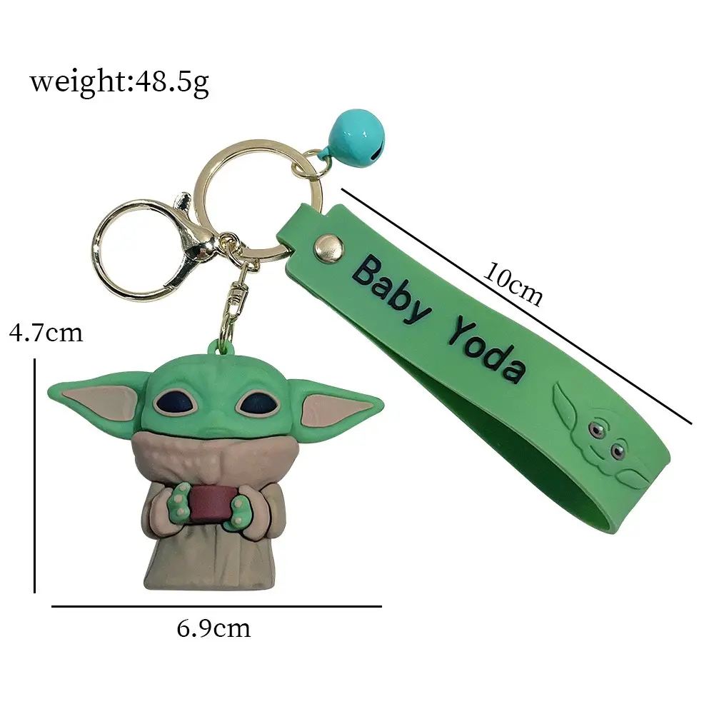 Mới nhất 3D dễ thương sang trọng Móc khóa đồ chơi thời trang sáng tạo mềm PVC yoda Keychain 10cm búp bê sang trọng tùy chỉnh
