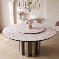 Ensemble de table à manger en travertin rond naturel de luxe moderne, design moderne, meubles de salon, table à manger en ardoise