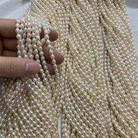 Perles en vrac de qualité 2A, blanches, roses, violettes, de 3 mm à 8 mm, en forme de goutte, ovales, perles de culture d'eau douce naturelles, en forme de riz, enfilées sur une brinche