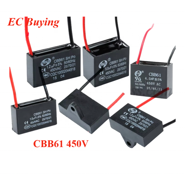 CBB61 Fan Starting Capacitor 450V 1/1.2/1.5/1.8//2/2.5/3/3.5/4/4.5/5/6/7/8/10/12/15/18/20 UF Fan Capacitor for Range Hood Fan