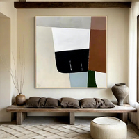 Peinture à l'huile abstraite purement peinte à la main, style Wabi-sabi, finition texturée, moderne, lavable, cadre en métal transparent, salon