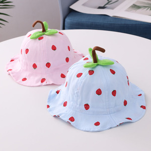 2021 nuovo stile cappelli per bambini a righe graziosi bacinella a foglia di fragola e Design alla moda da <span class=keywords><strong>pescatore</strong></span> coreano per l'inverno - Product Image 3
