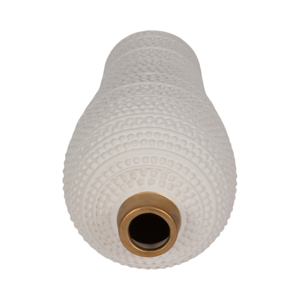 Vaso in ceramica testurizzata con bordo in metallo e accenti a punti in rilievo per l'arredamento del soggiorno. - Product Image 5