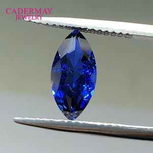 CADERMAY JEWELRY Marquise Cut Royal Blue Sapphire 5x10mm To 10x20mm Lab Grown For Jewelry Making - Product Image 2