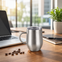Gobelet isotherme en acier inoxydable 12 oz avec revêtement en poudre, logo personnalisé, pour thé, café et mug, tasse de voyage portable 12 oz avec poignée