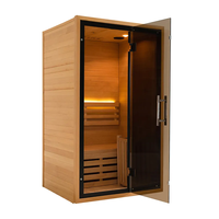Petit sauna en bois de pruche moderne portable pour 1 à 2 personnes avec bande lumineuse