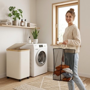 Collapsible Laundry <b>Basket</b> <b>Large</b> Black 41x33x81 Cm Oxford Fabric <b>Storage</b> Organizer <b>For</b> Bedroom Bathroom - Product Image 2