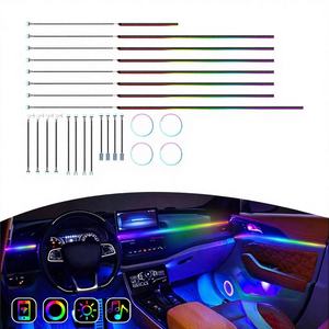 24-en-1 Bande LED RVB pleine couleur pour éclairage d'ambiance de voiture, 64 couleurs, universelle, intérieure, dissimulée, en acrylique, lampe d'ambiance symphonique - Product Image 4