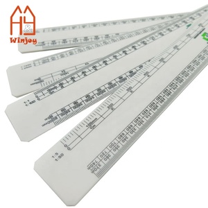 Righello in plastica di forma ovale piatta da vendita calda 30cm <span class=keywords><strong>L</strong></span> bordi smussati 4 diverse Scale rettilineo righello di misurazione personalizzato - Product Image 3