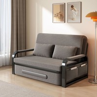 Canapé-lit pliable en métal de conception chinoise, revêtu de lin, pour salon et projets hôteliers, vente en gros