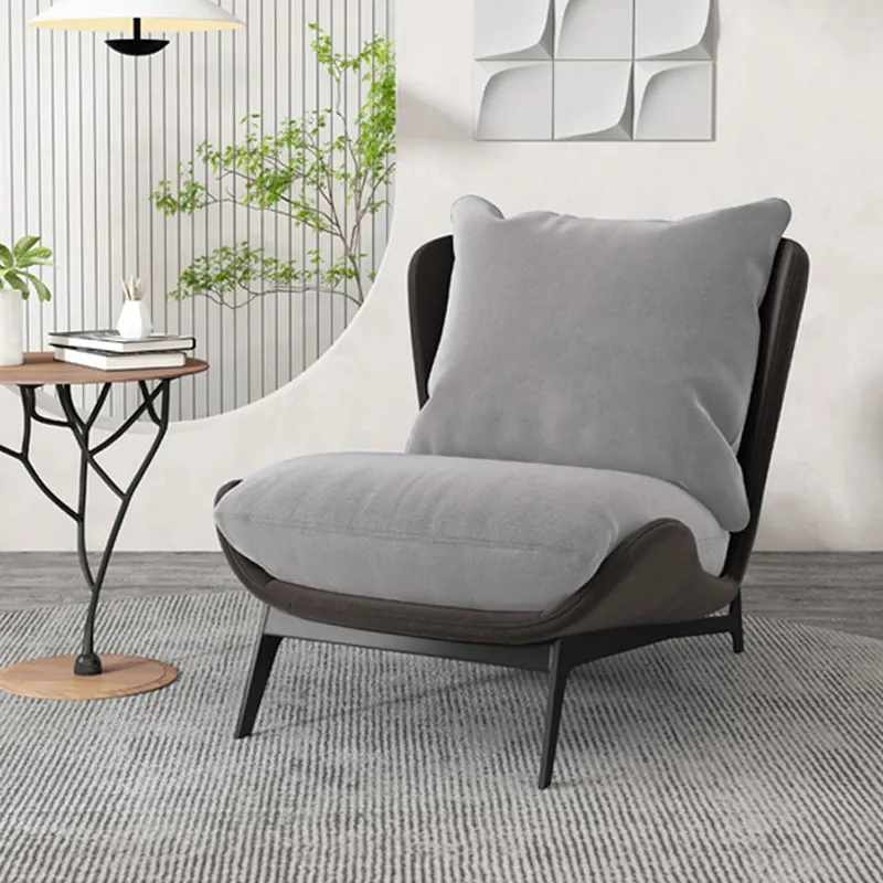 Populaire doux salon chaise accent chaise meubles chambre moderne gris bras simple canapé chaise