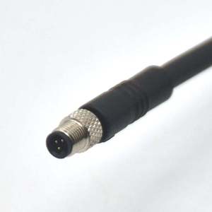 Mini tipo M5 conector impermeable de 3 pines IP67 enchufe moldeado de PVC PUR Cable macho hembra en ángulo recto para conectores circulares - Product Image 2