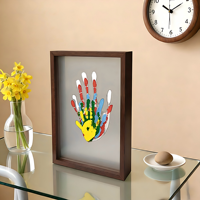 Boîte à souvenirs pour empreintes de mains de couples et de familles, cadre à 4 ou 5 emplacements en acrylique, kit de bricolage avec peintures, 5 couleurs