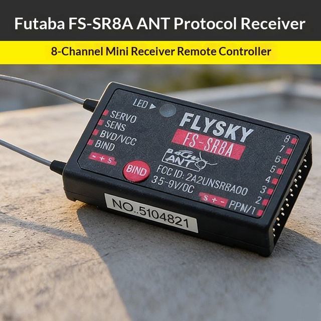 Flysky FS SR8A 2.4GHz 8CH ANT Protocol RC Receiver PPM Output 3.5-9V Long Range Anti Interference Plastic High Sensitivity RC