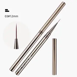 Professional Metal Handle Nail Liner Brushes 12mm 15mm Private Label Nail Art Fine Drawing Brush Longe Striping Nail Brush