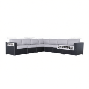 D0100H5UBS6 Canapé d'extérieur en osier pour patio, 122 pouces, avec coussins confortables, entièrement assemblé pour usage résidentiel - Product Image 1