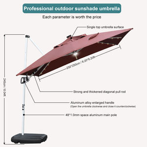 2025 nuevo lujoso Led viaje <span class=keywords><strong>Pub</strong></span> balcón sombrilla al aire libre patio grande aluminio personalizado sol voladizo sombrilla sombra - Product Image 5