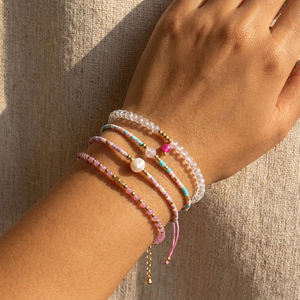 <span class=keywords><strong>Bracelet</strong></span> en perles de cristal plaqué or 18 carats Go2boho, <span class=keywords><strong>bracelet</strong></span> en corde réglable, ensembles de bijoux tendance, bracelets en pierre naturelle pour femmes - Product Image 1