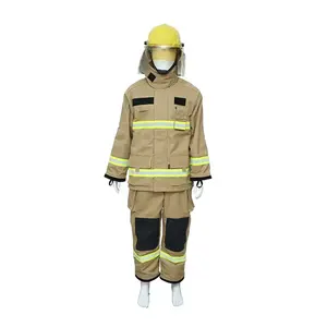 Traje de seguridad contra incendios de algodón, protección contra incendios con botas y casco