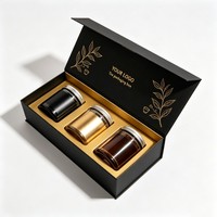 Boîte d'emballage personnalisée pour thé au miel, cadeau d'entreprise, coffret cadeau 3 pots, boîte de rangement avec insert en mousse, boîte magnétique avec logo en feuille d'or