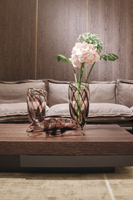 Plateau en verre décoratif peint à la main avec des lignes rouges, plat à fruits et bonbons, centre de table de luxe pour hôtel